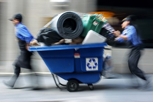 Inspection of waste containers during an investigation at a commercial premises